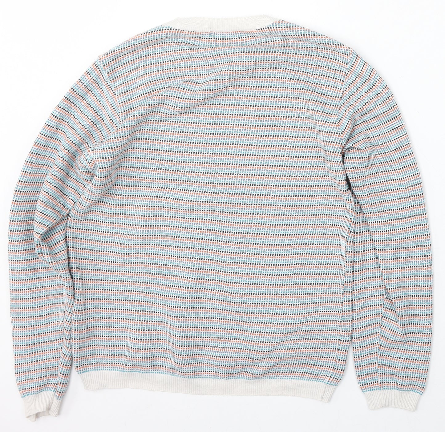 Topman Mens Multicoloured Round Neck Geometric Cotton Pullover Jumper Size S