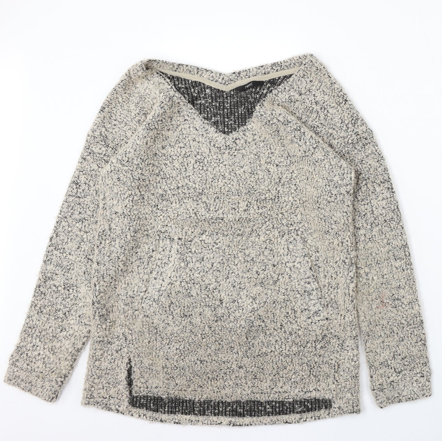 NEXT Womens Beige V-Neck Polyester Pullover Jumper Size 14