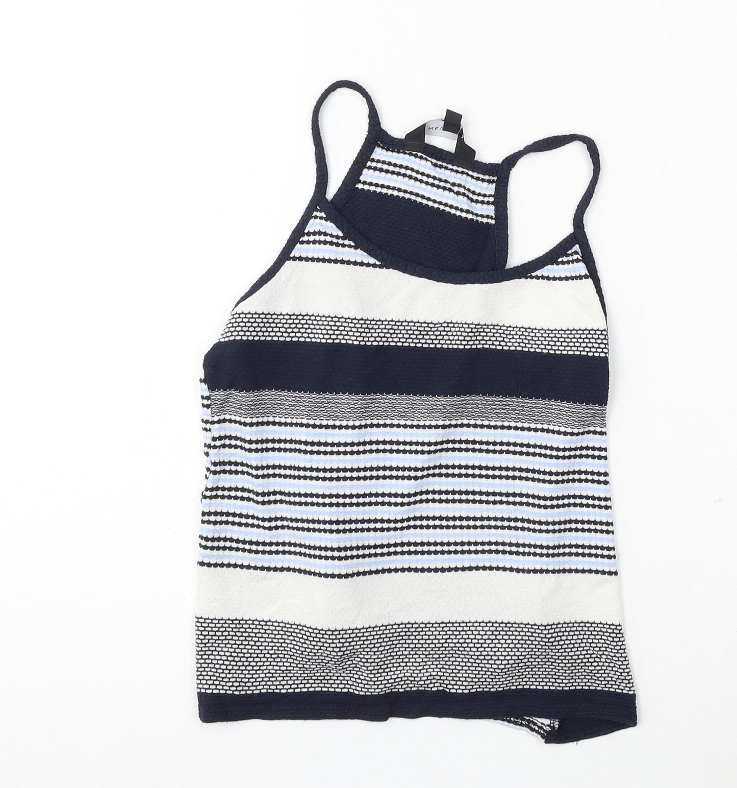 New Look Womens Blue Geometric Viscose Camisole Tank Size 10 Round Neck