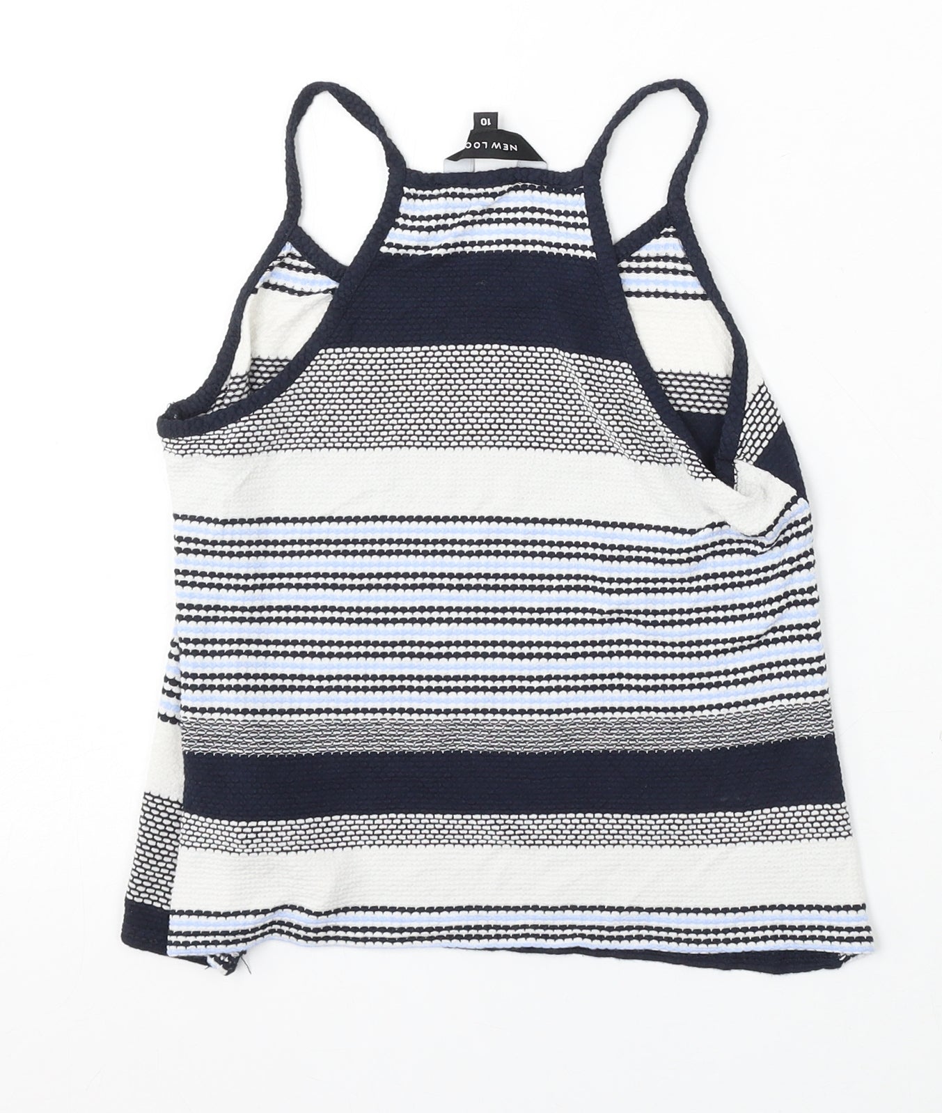 New Look Womens Blue Geometric Viscose Camisole Tank Size 10 Round Neck