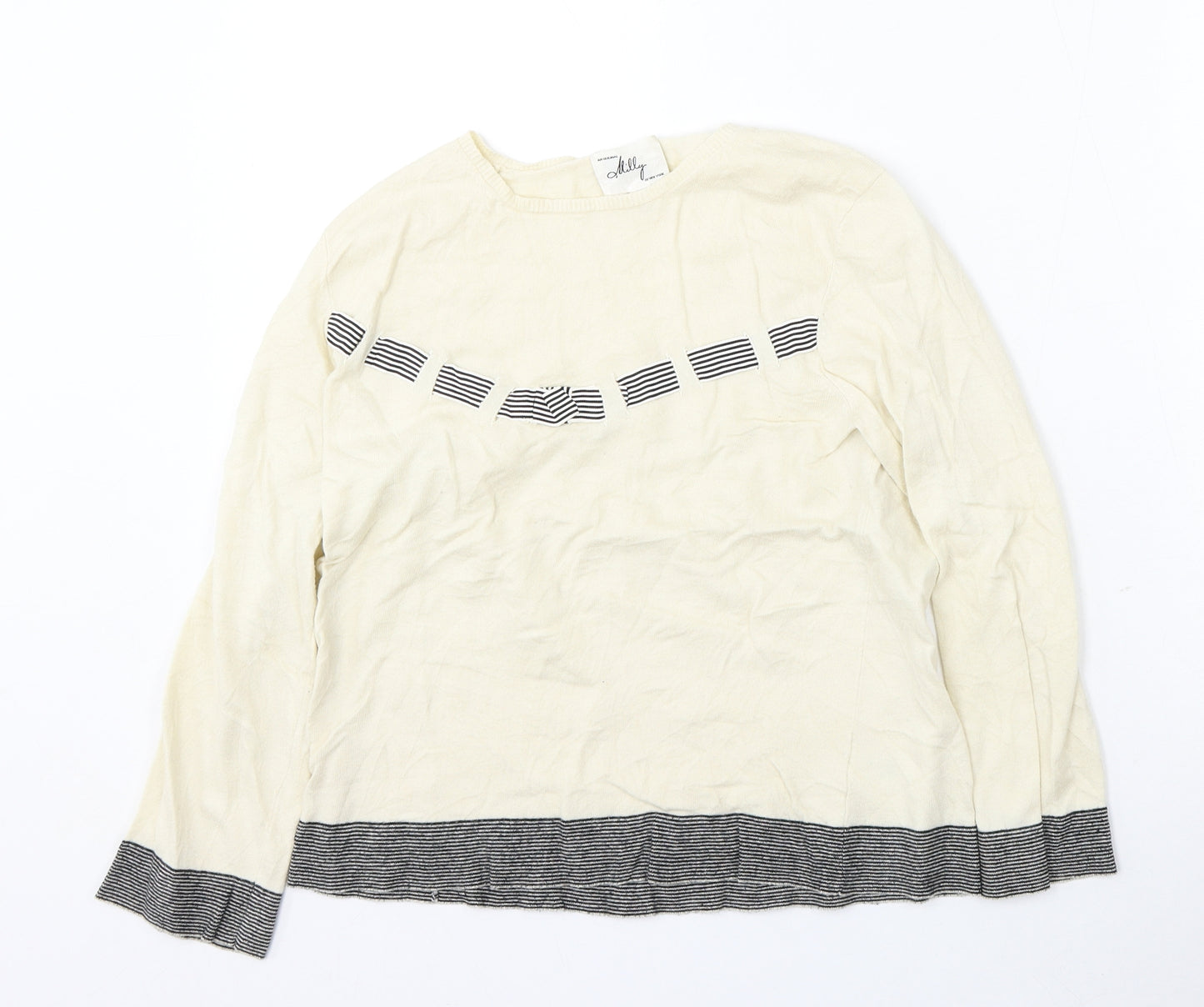 MILLY Womens Ivory Round Neck Viscose Pullover Jumper Size M