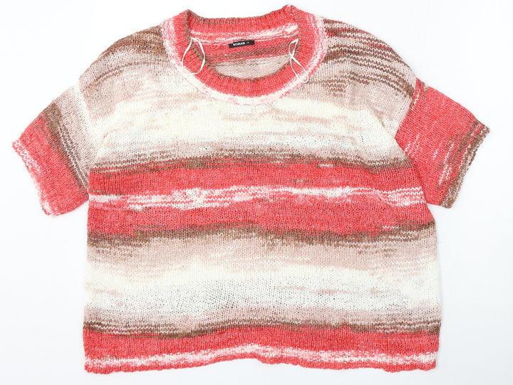 Roman Womens Multicoloured Round Neck Striped Acrylic Pullover Jumper Size 12