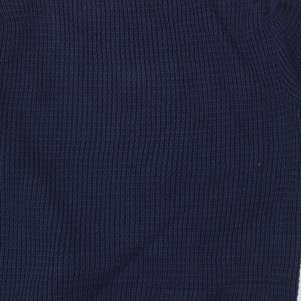Per Una Womens Blue Round Neck Cotton Cardigan Jumper Size M