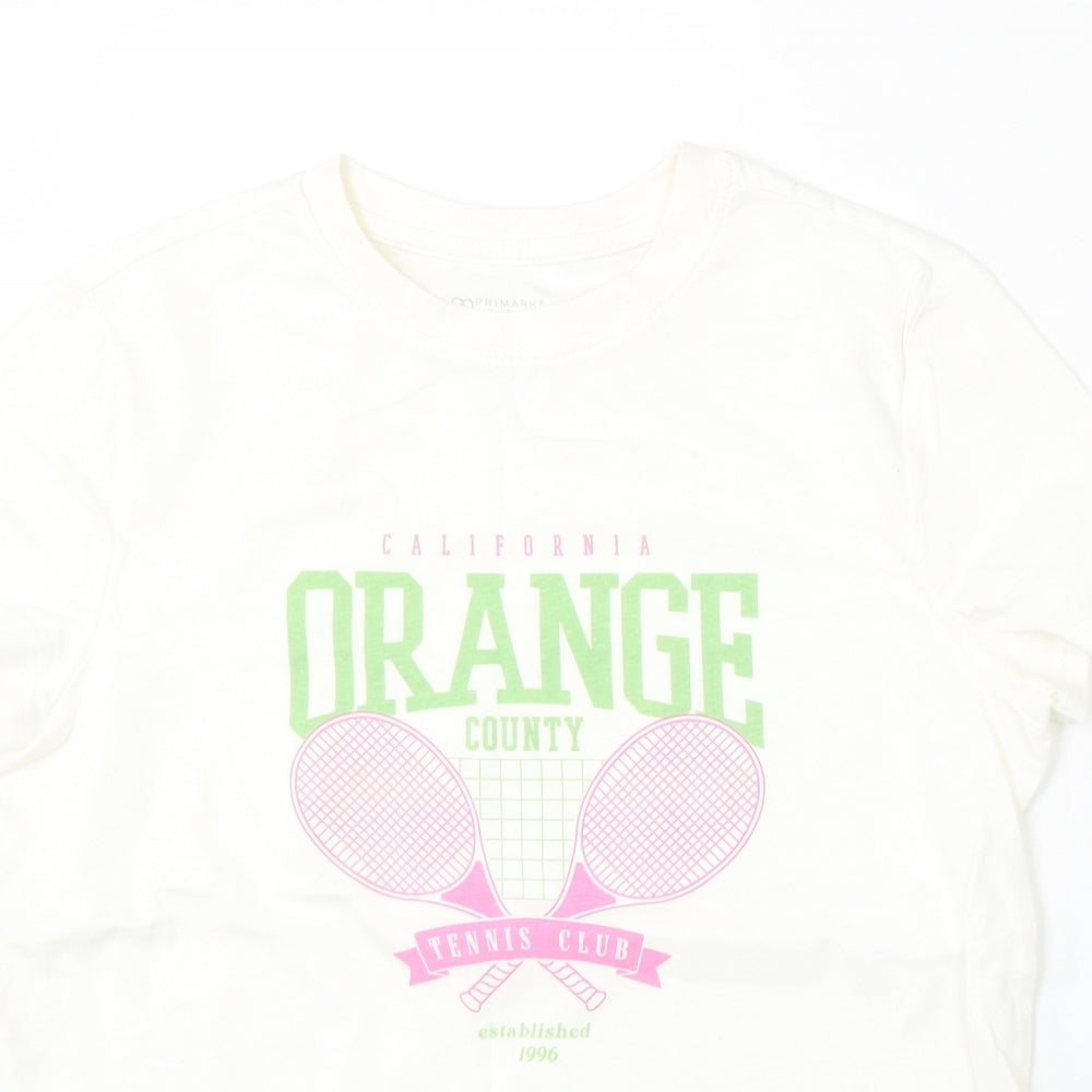 Primark Womens White Cotton Basic T-Shirt Size 10 Round Neck