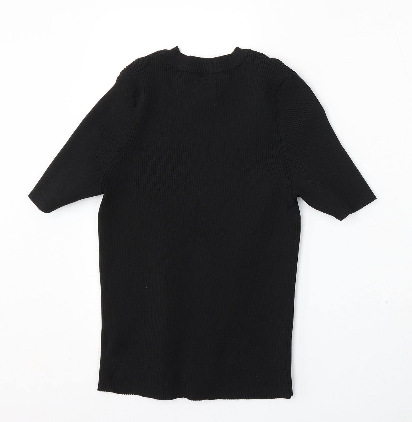 Preworn Womens Black Round Neck Polyester Pullover Jumper Size S