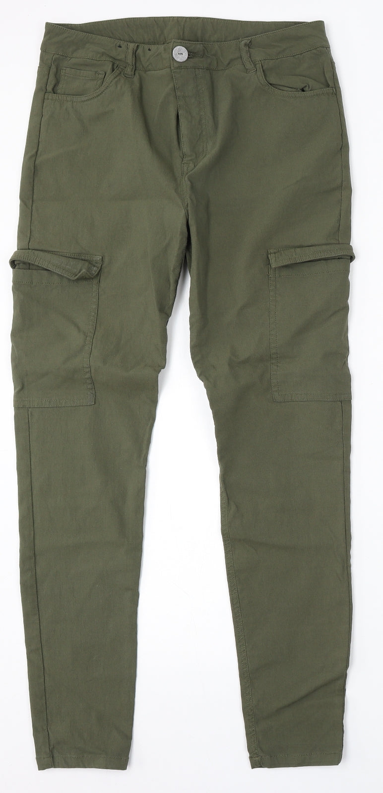 New Look Womens Green Viscose Cargo Trousers Size 14 L30 in Regular