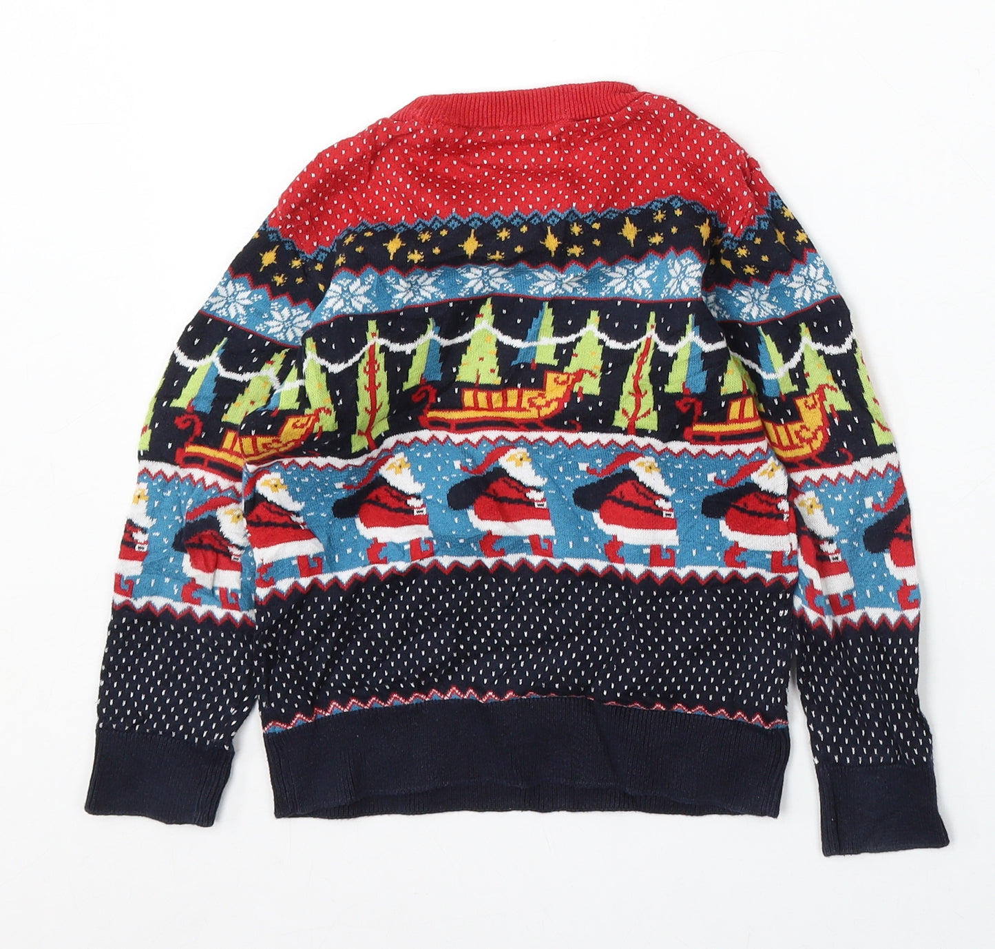 NEXT Boys Multicoloured Round Neck Geometric Cotton Pullover Jumper Size 4 Years