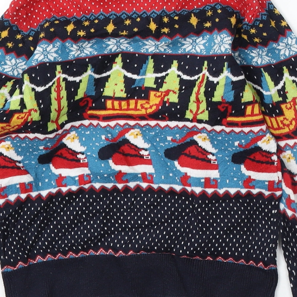 NEXT Boys Multicoloured Round Neck Geometric Cotton Pullover Jumper Size 4 Years