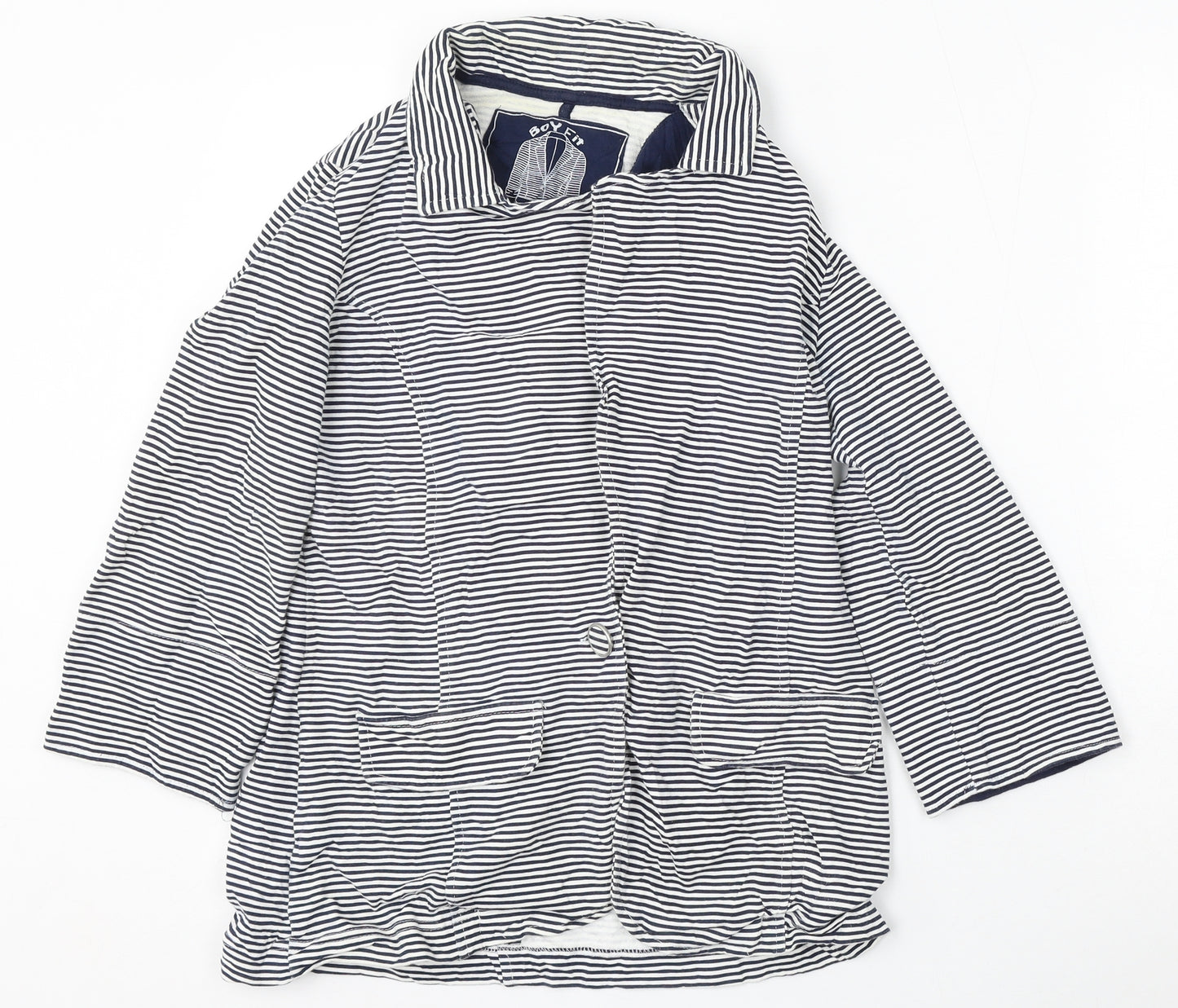 Denim Co Womens Multicoloured Striped Cotton Jacket Blazer Size 8