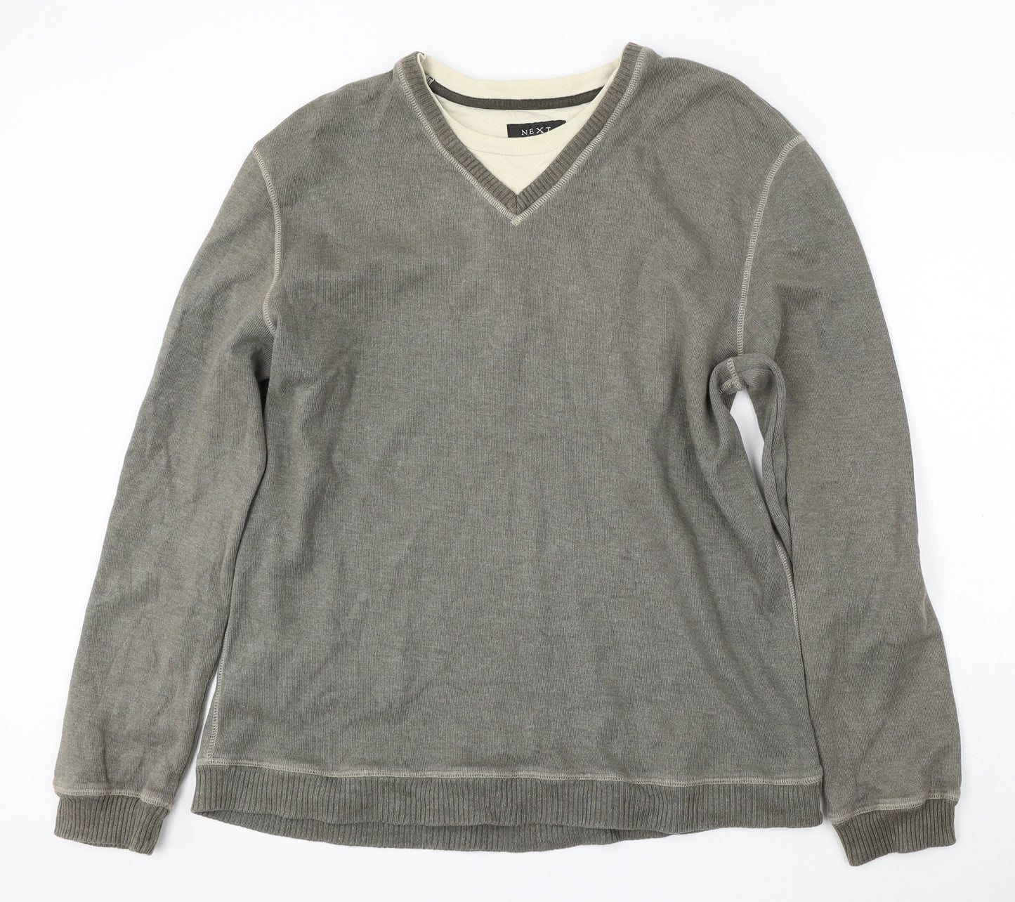 NEXT Mens Green Cotton Pullover Sweatshirt Size XL