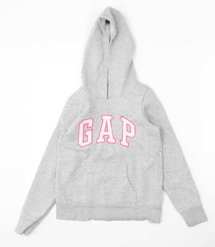 Gap Girls Grey Cotton Pullover Hoodie Size 10-11 Years