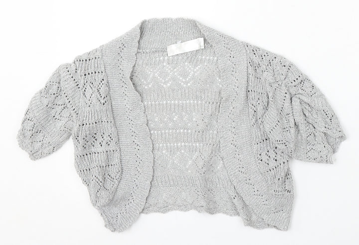 Internacionale Womens Silver V-Neck Cotton Cardigan Jumper Size 12