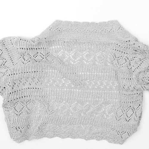 Internacionale Womens Silver V-Neck Cotton Cardigan Jumper Size 12