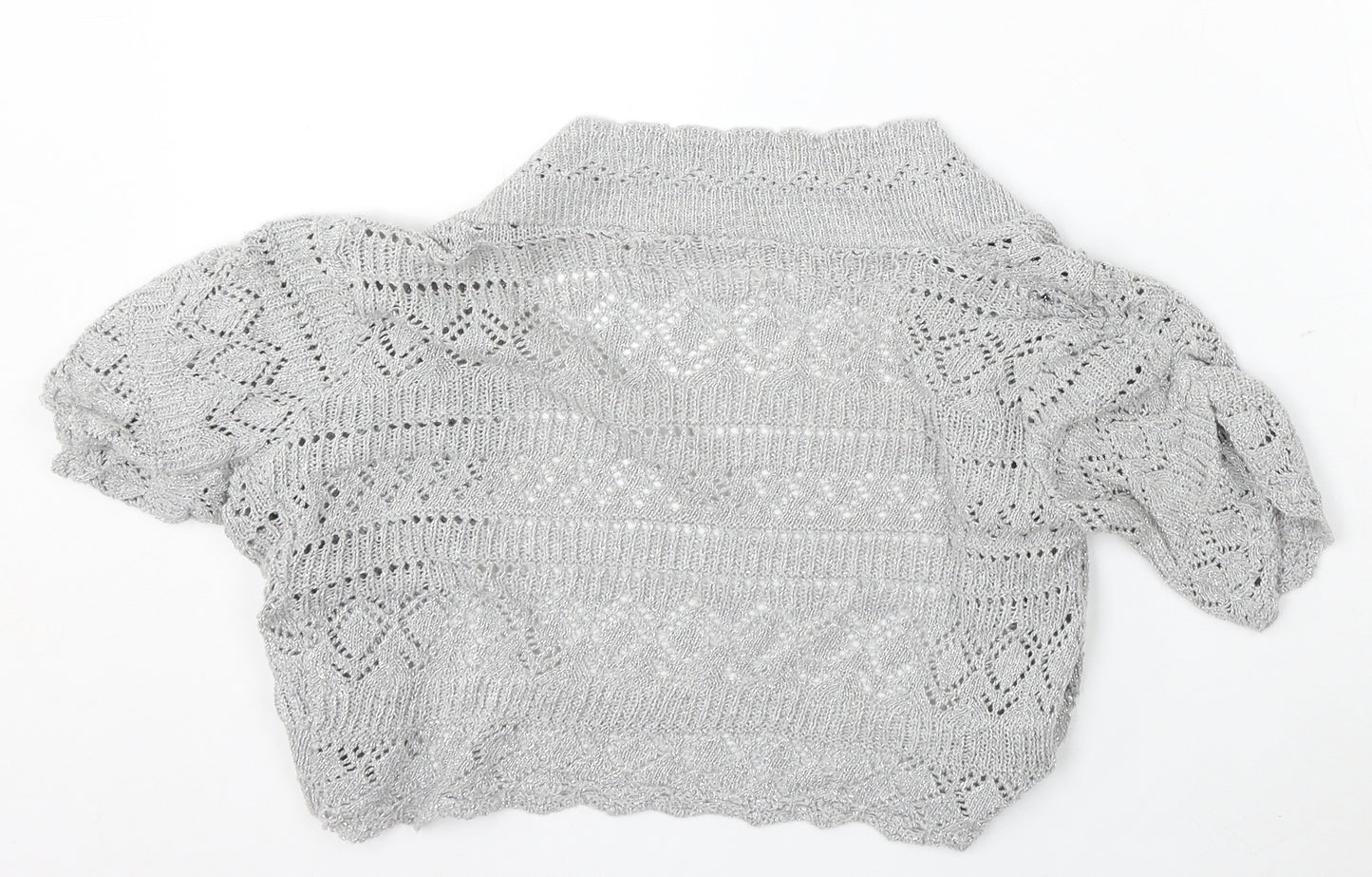Internacionale Womens Silver V-Neck Cotton Cardigan Jumper Size 12