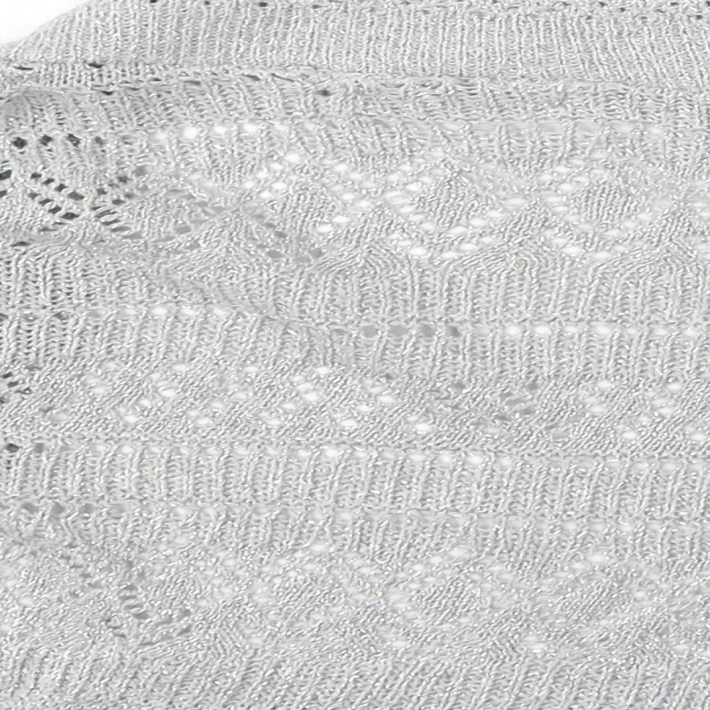 Internacionale Womens Silver V-Neck Cotton Cardigan Jumper Size 12