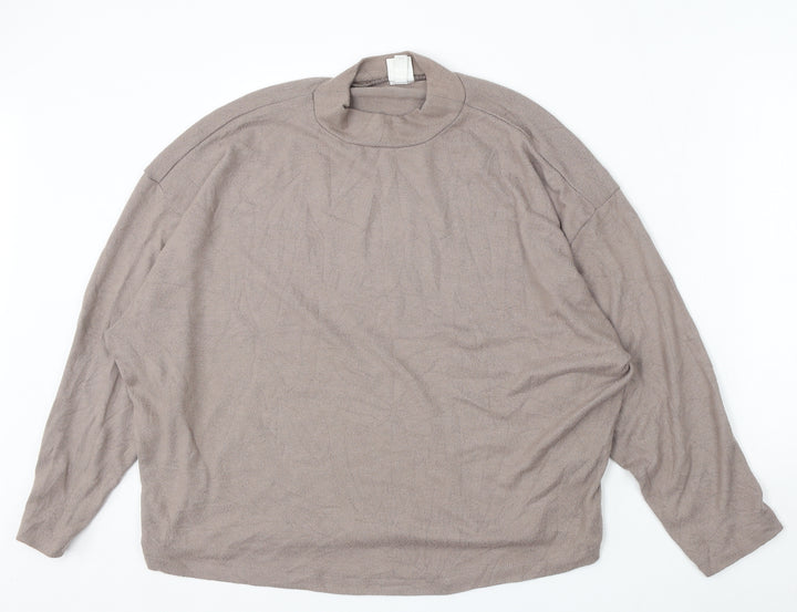 H&M Womens Beige Round Neck Viscose Pullover Jumper Size M