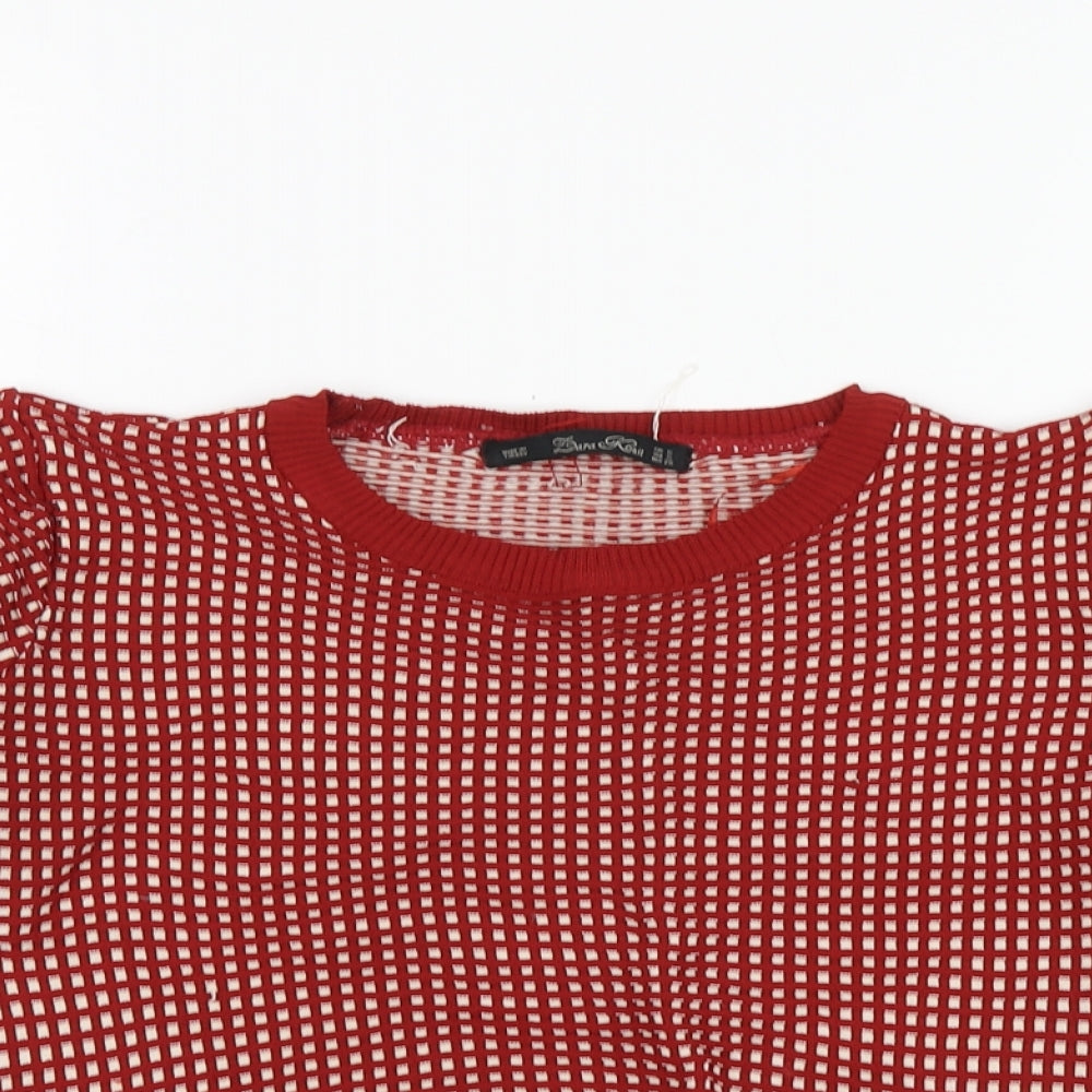 Zara Womens Red Polyester Basic T-Shirt Size S Round Neck