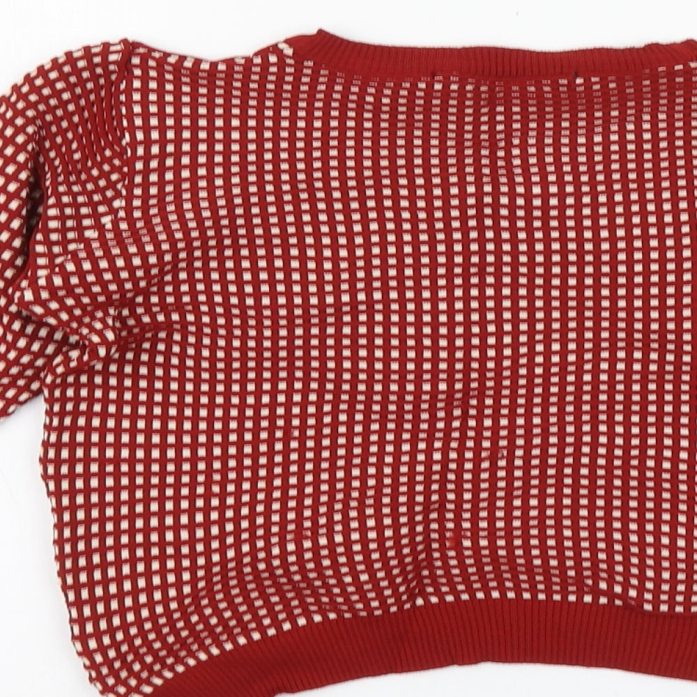 Zara Womens Red Polyester Basic T-Shirt Size S Round Neck