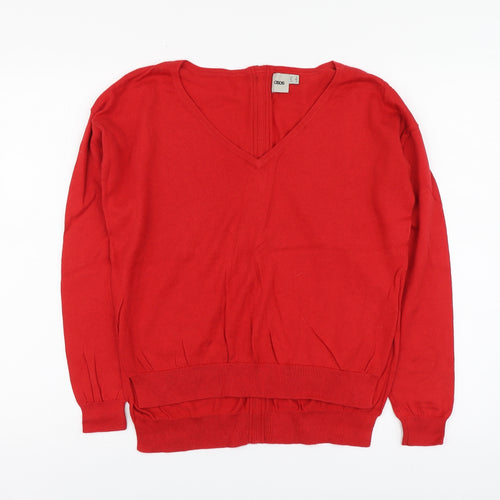 ASOS Womens Red V-Neck Cotton Pullover Jumper Size 8