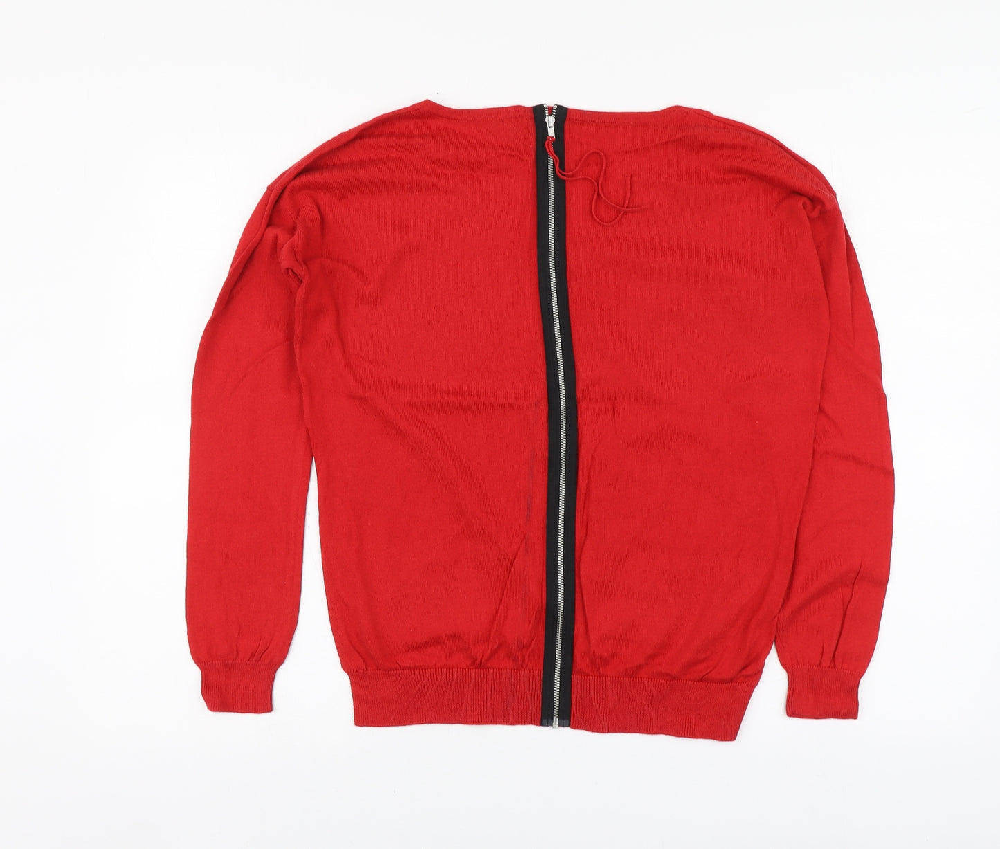 ASOS Womens Red V-Neck Cotton Pullover Jumper Size 8
