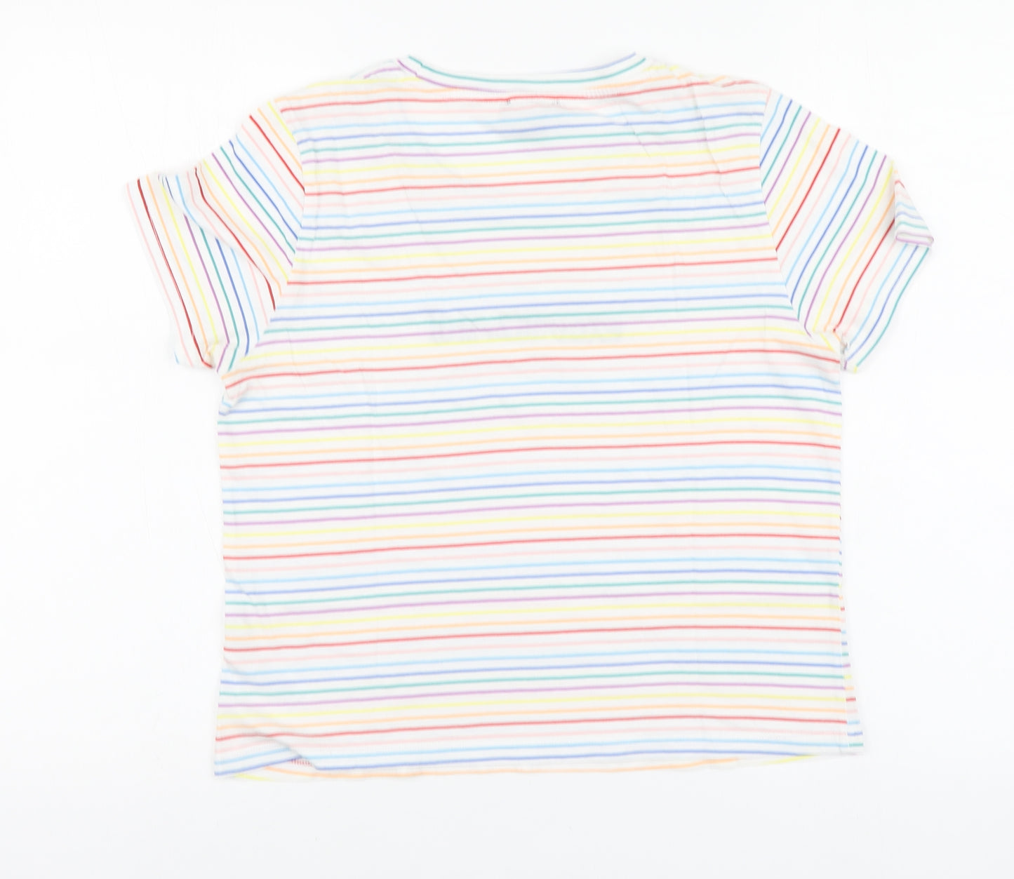 New Look Womens Multicoloured Striped Cotton Basic T-Shirt Size 12 Round Neck