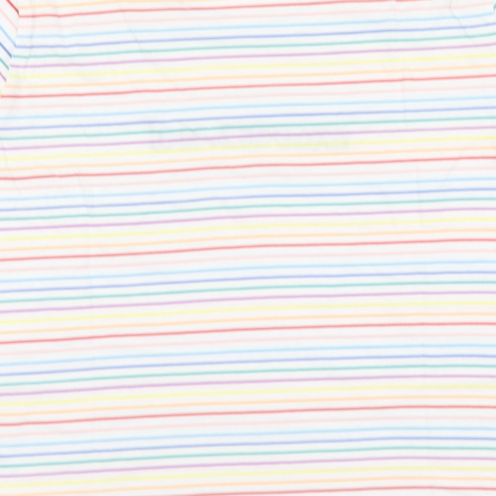 New Look Womens Multicoloured Striped Cotton Basic T-Shirt Size 12 Round Neck