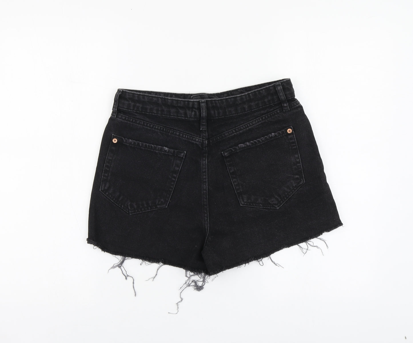 River Island Womens Black Cotton Cut-Off Shorts Size 12 L13 in Regular