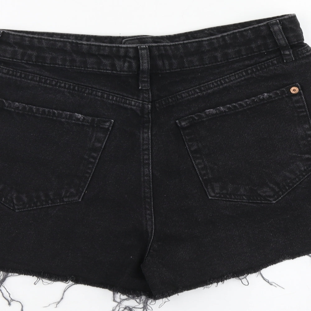 River Island Womens Black Cotton Cut-Off Shorts Size 12 L13 in Regular