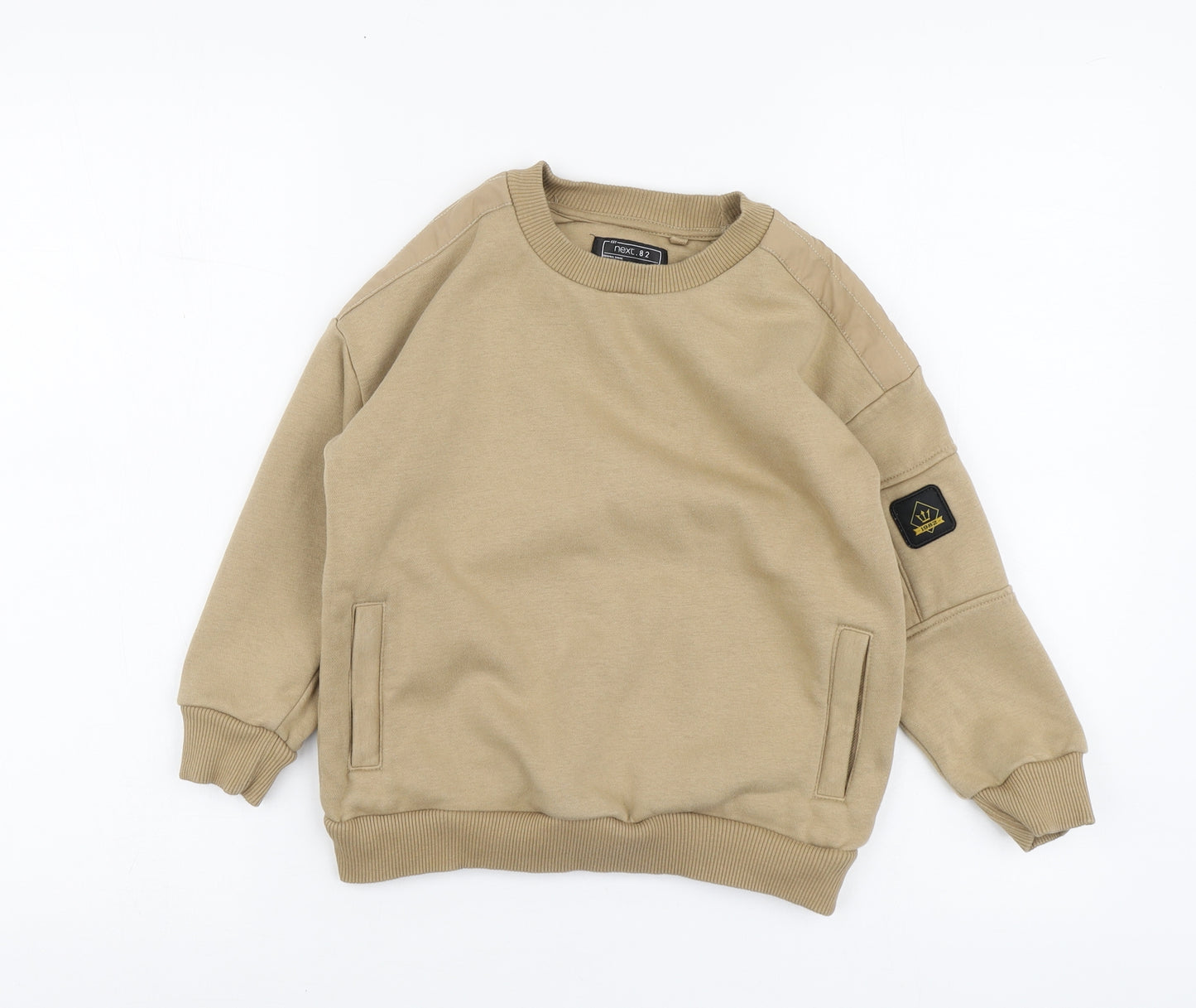 NEXT Boys Beige Cotton Pullover Hoodie Size 7 Years