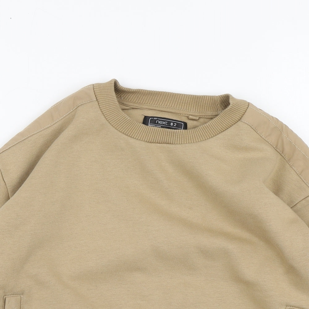 NEXT Boys Beige Cotton Pullover Hoodie Size 7 Years