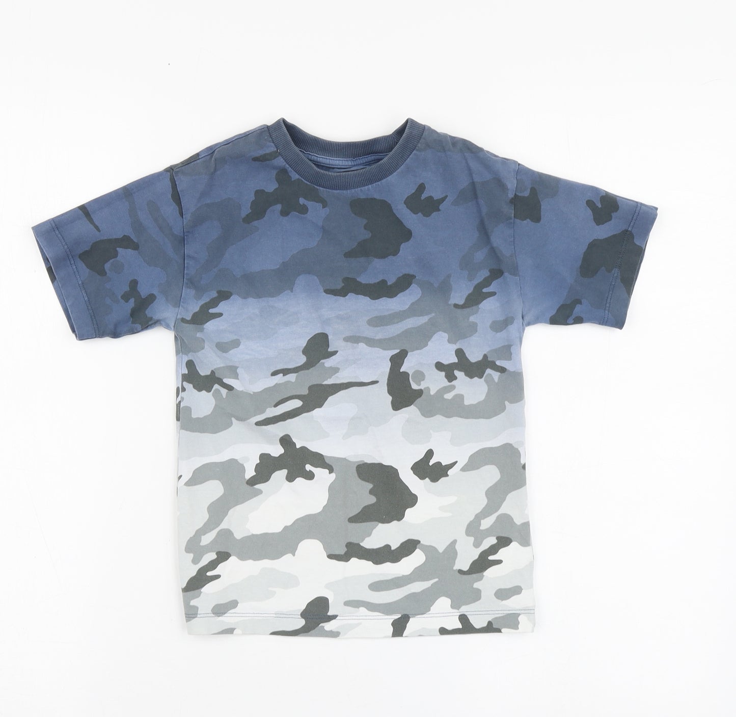 NEXT Boys Blue Camouflage Cotton Basic T-Shirt Size 4 Years Round Neck