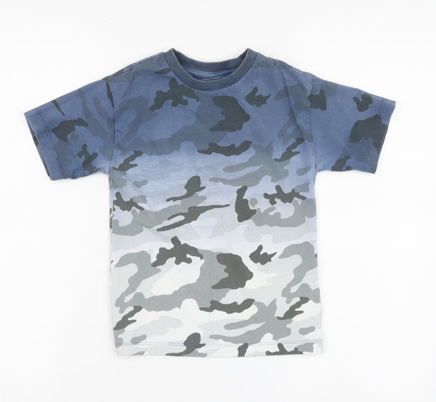 NEXT Boys Blue Camouflage Cotton Basic T-Shirt Size 4 Years Round Neck