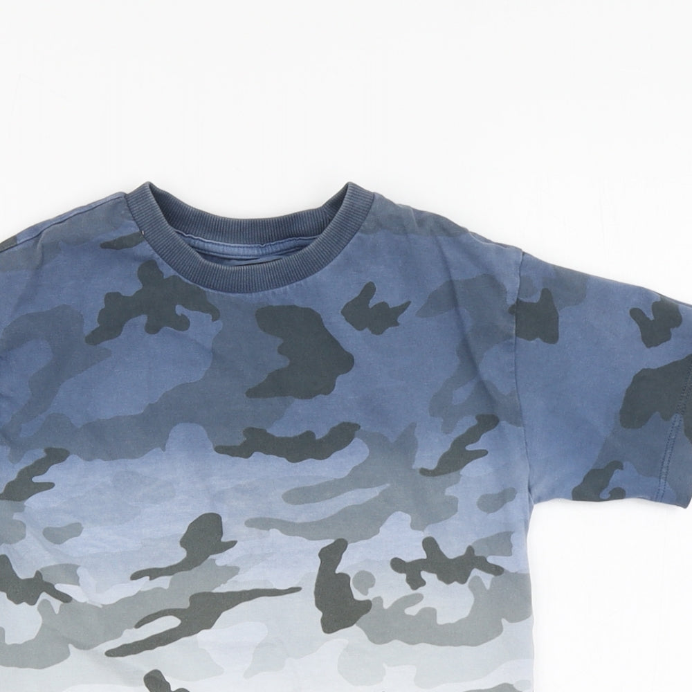 NEXT Boys Blue Camouflage Cotton Basic T-Shirt Size 4 Years Round Neck
