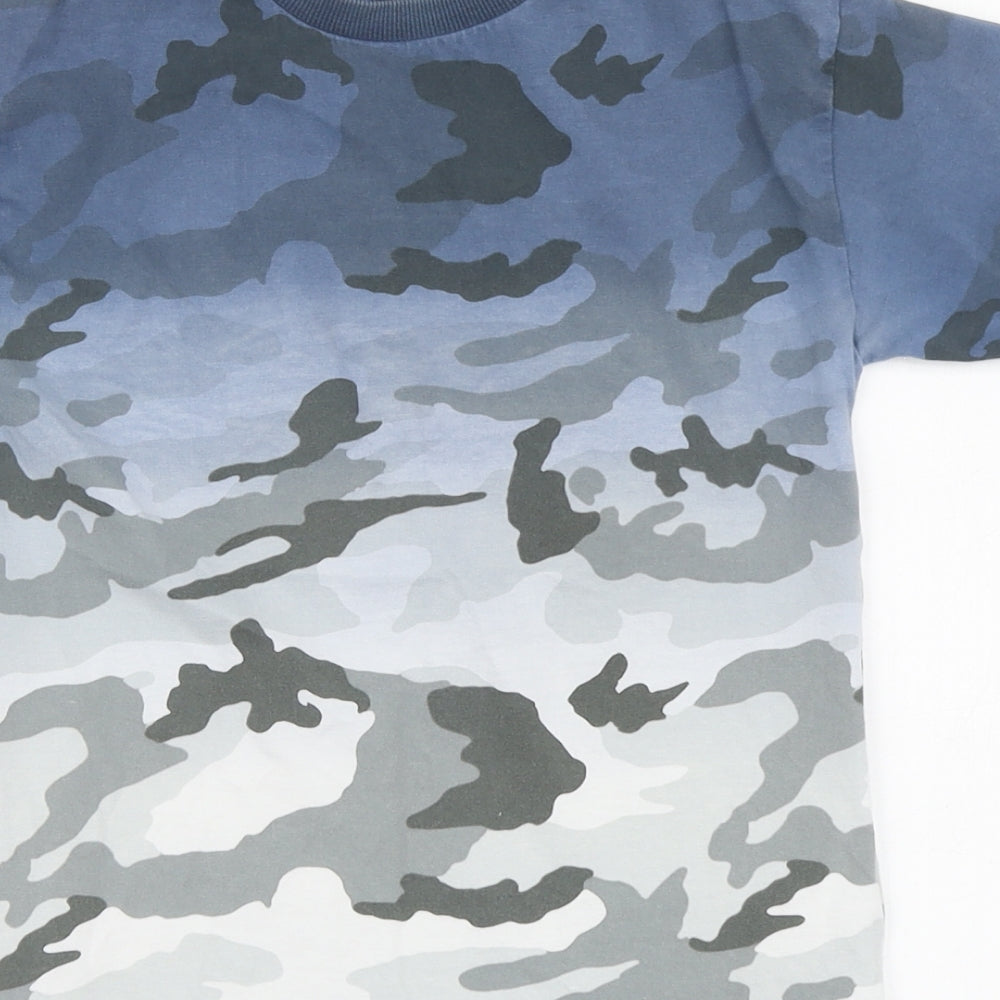 NEXT Boys Blue Camouflage Cotton Basic T-Shirt Size 4 Years Round Neck