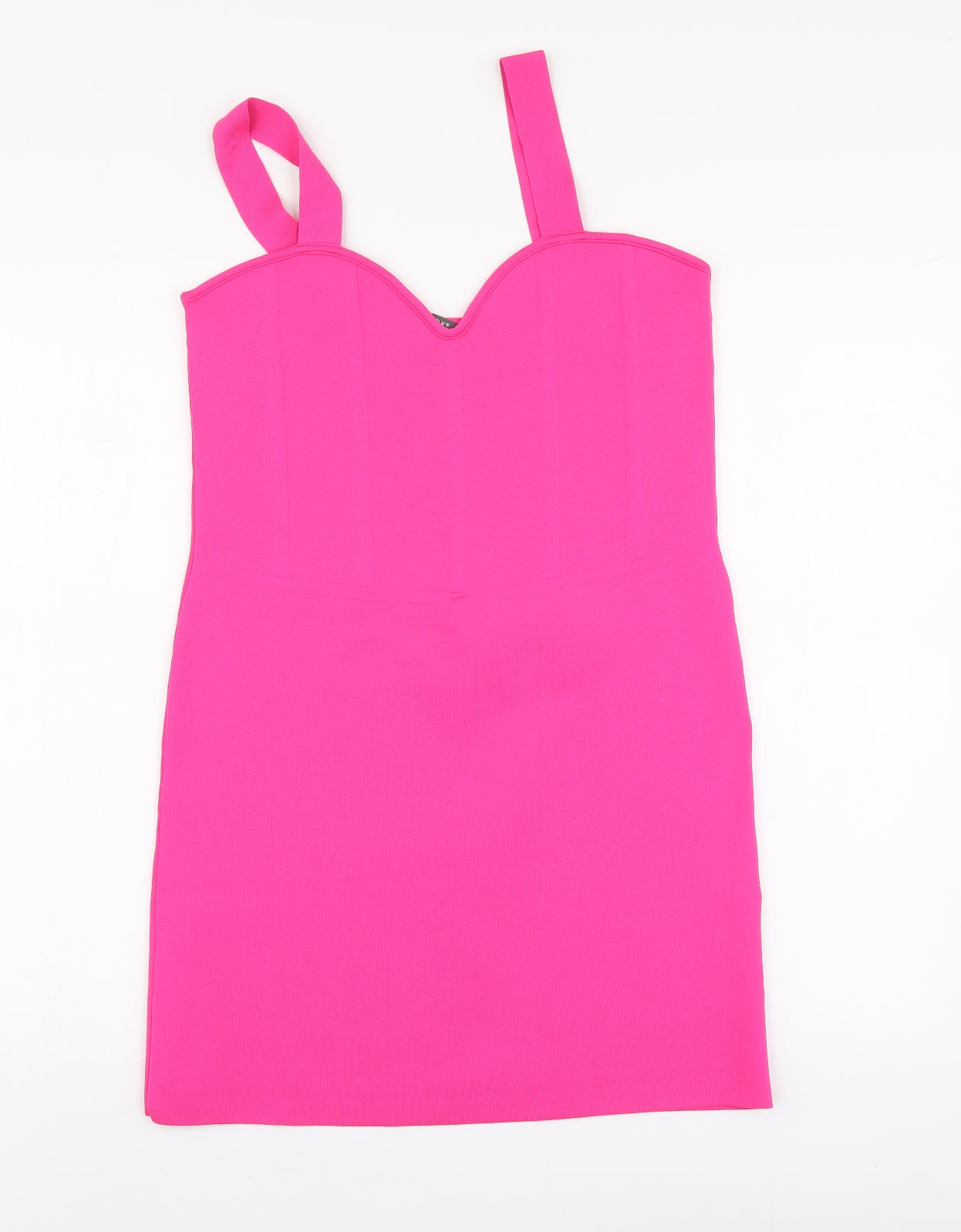 Primark Womens Pink Polyester Mini Size 12 Round Neck