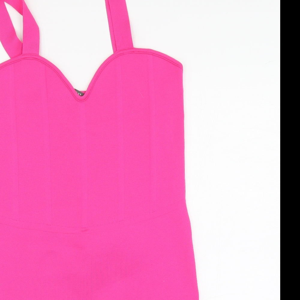 Primark Womens Pink Polyester Mini Size 12 Round Neck