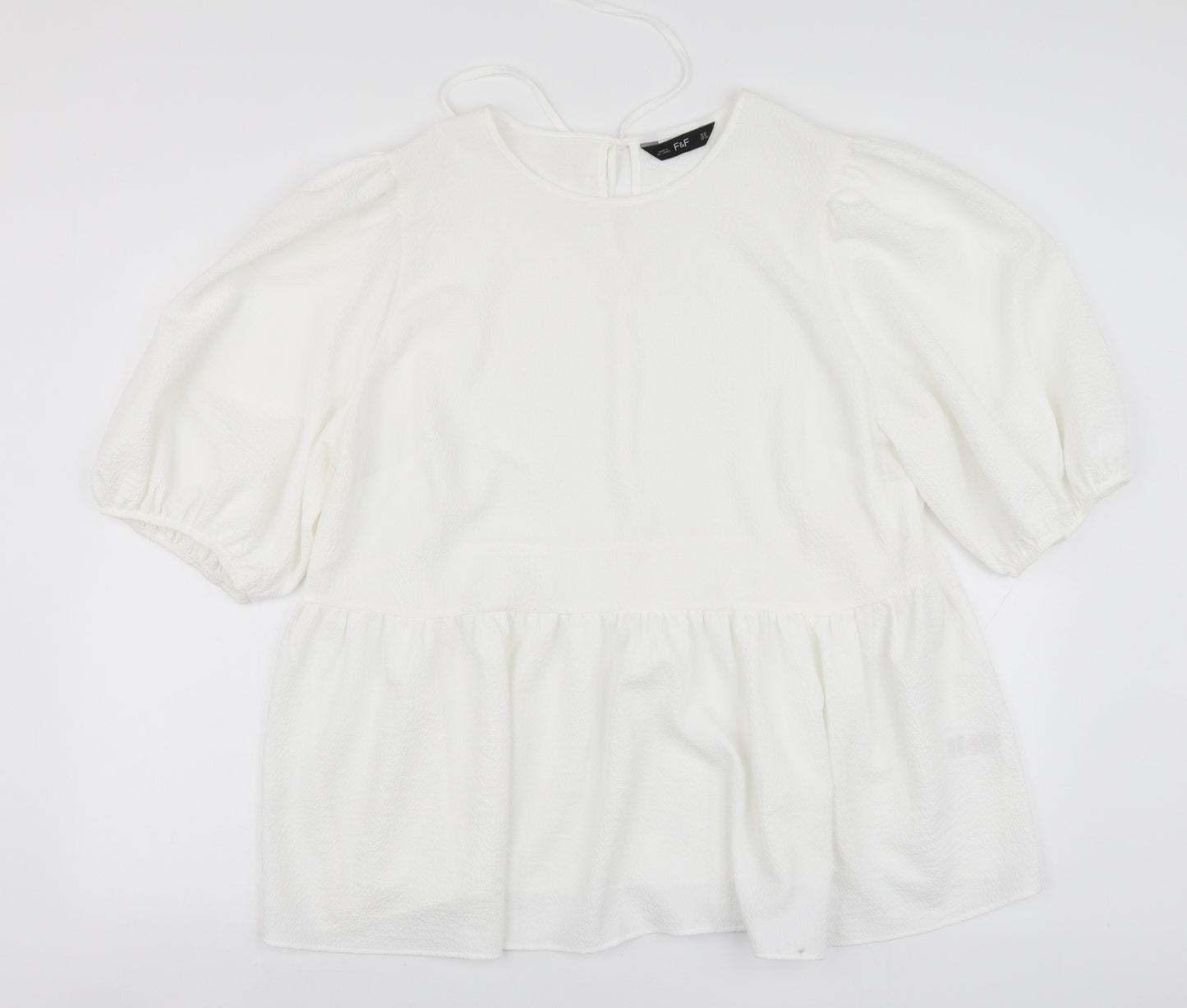 F&F Womens White Polyester Blouse Size 20 Round Neck