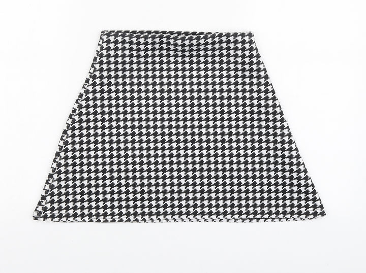 Missguided Womens Black Houndstooth Polyester Mini Skirt Size 6