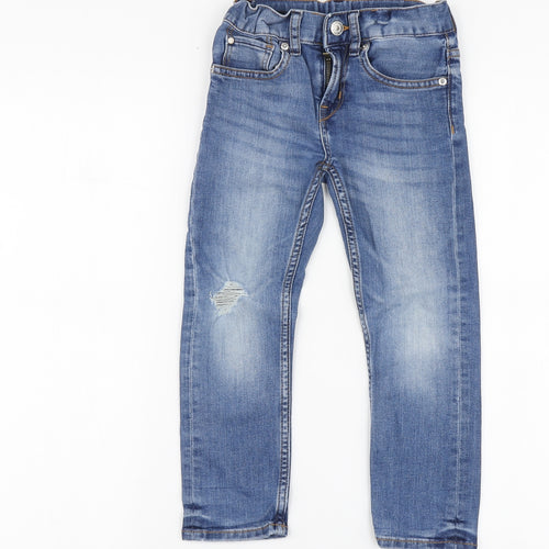 H&M Boys Blue Cotton Skinny Jeans Size 3-4 Years Regular