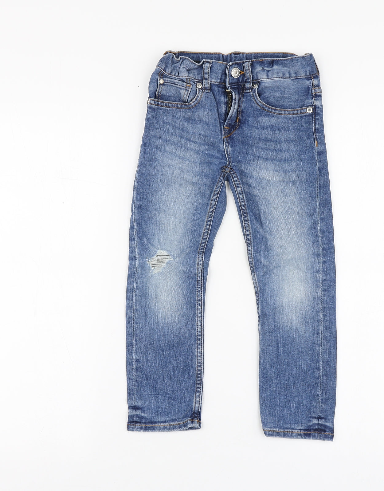 H&M Boys Blue Cotton Skinny Jeans Size 3-4 Years Regular
