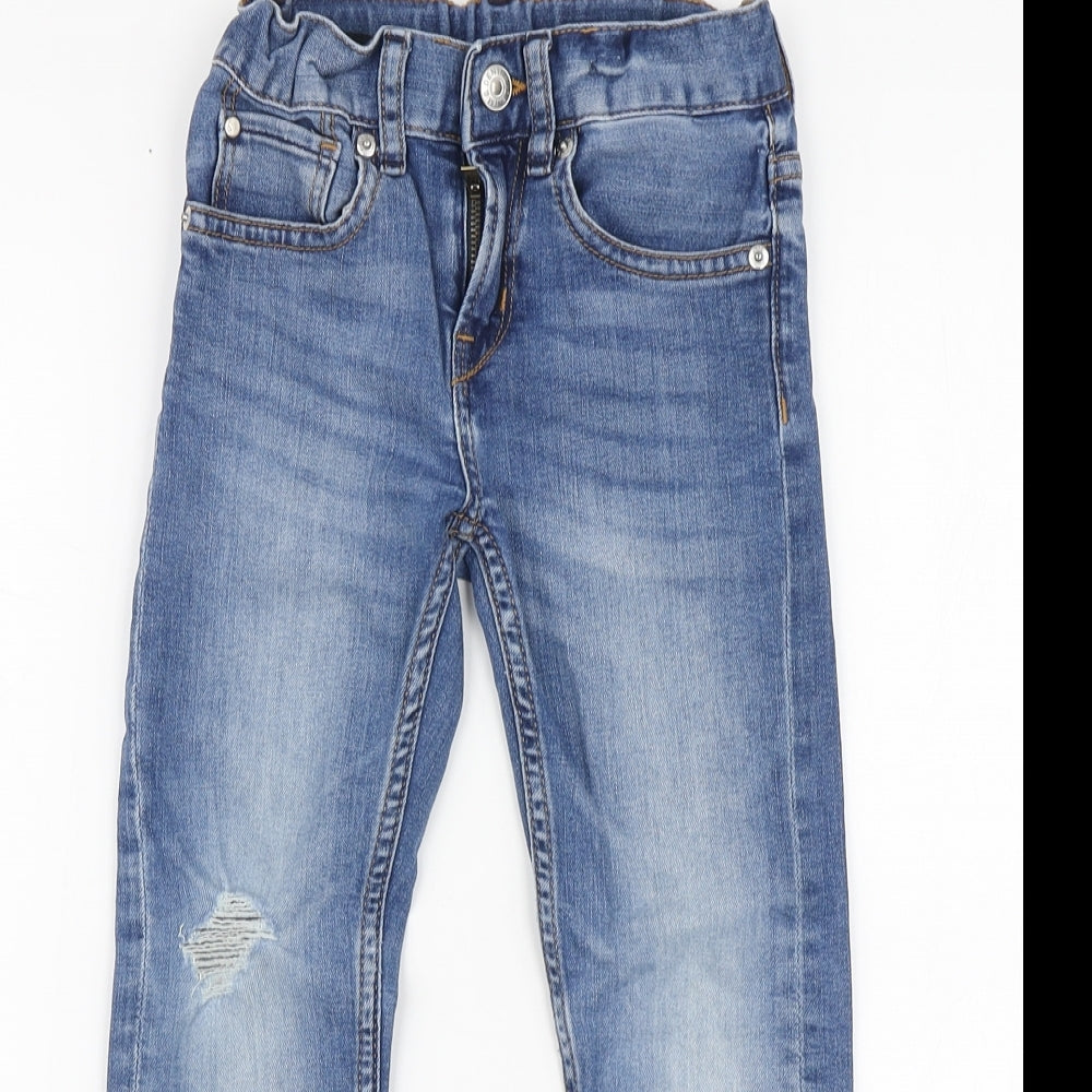 H&M Boys Blue Cotton Skinny Jeans Size 3-4 Years Regular