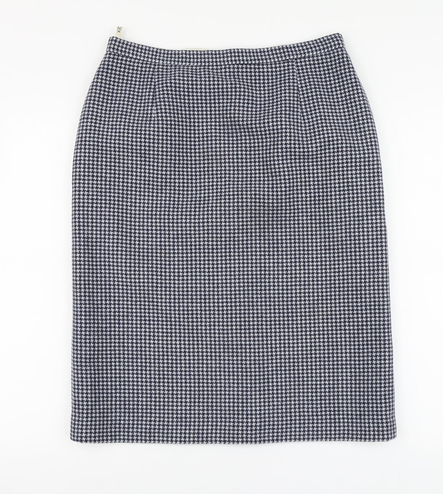 NEXT Womens Blue Houndstooth Wool A-Line Skirt Size 14