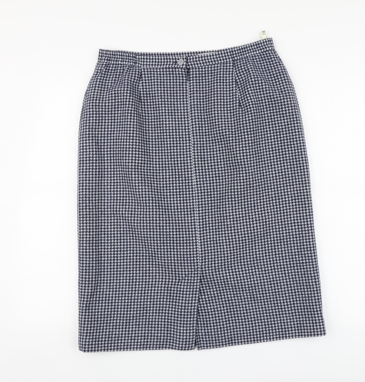 NEXT Womens Blue Houndstooth Wool A-Line Skirt Size 14