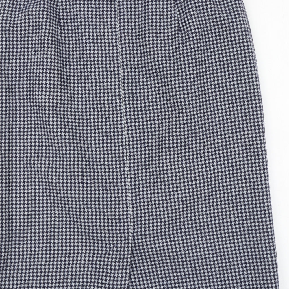 NEXT Womens Blue Houndstooth Wool A-Line Skirt Size 14