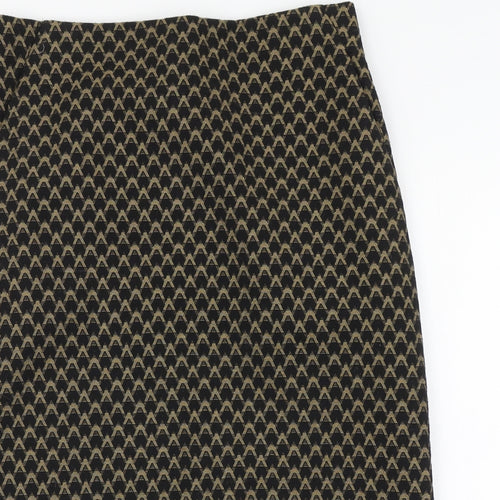 Marks and Spencer Womens Brown Geometric Polyester A-Line Skirt Size 12