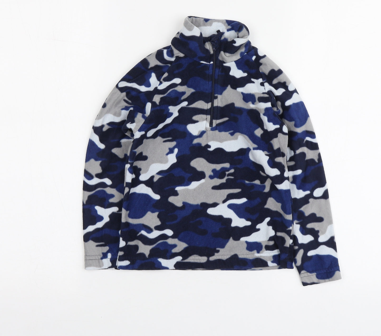 Mountain Warehouse Boys Blue Camouflage Polyester Pullover Hoodie Size 5-6 Years