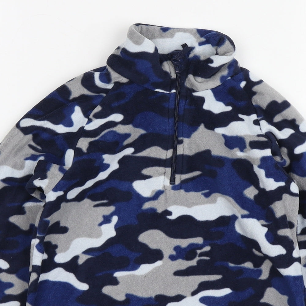 Mountain Warehouse Boys Blue Camouflage Polyester Pullover Hoodie Size 5-6 Years