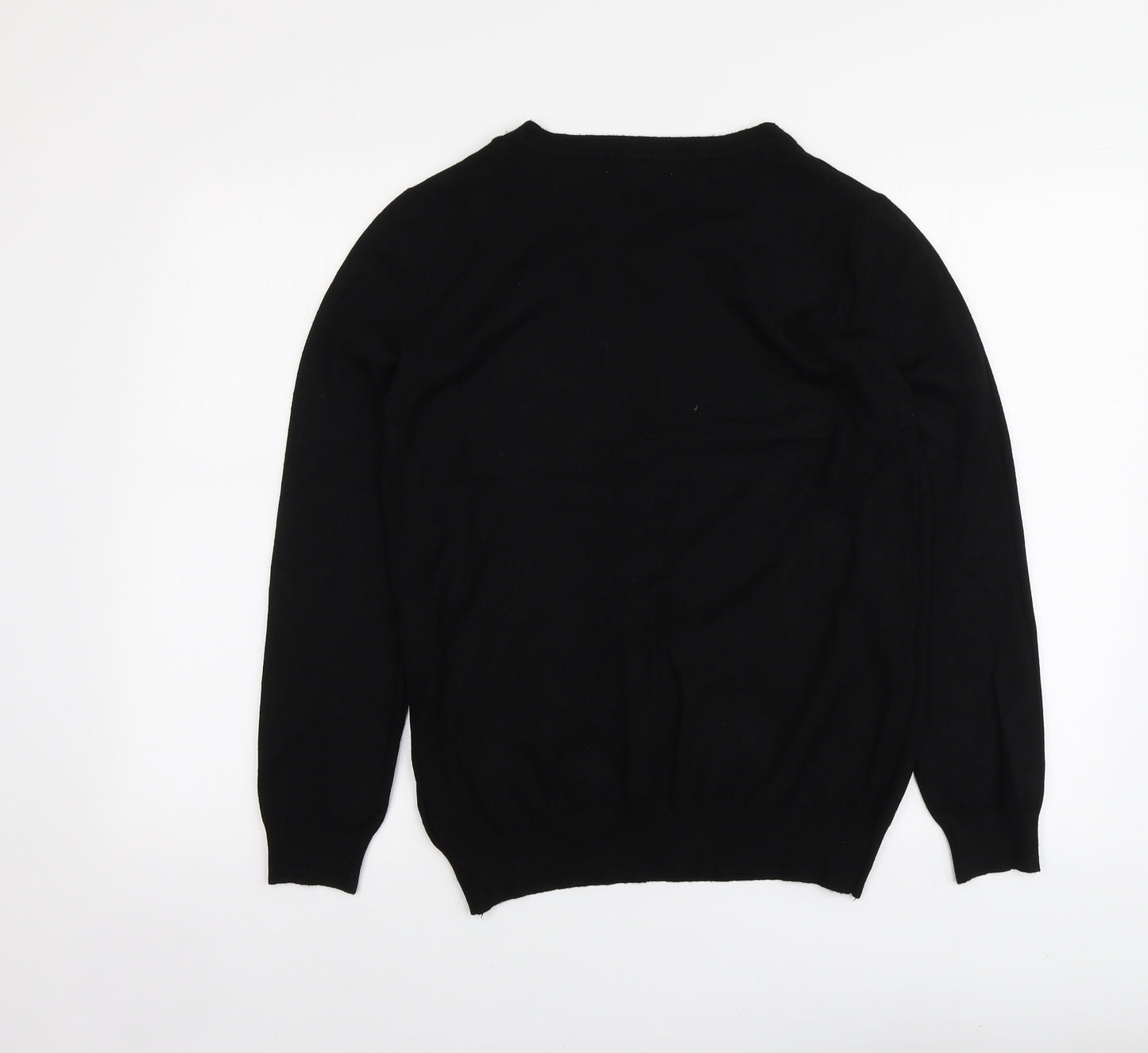 Peacocks Womens Black Round Neck Geometric Viscose Pullover Jumper Size 12
