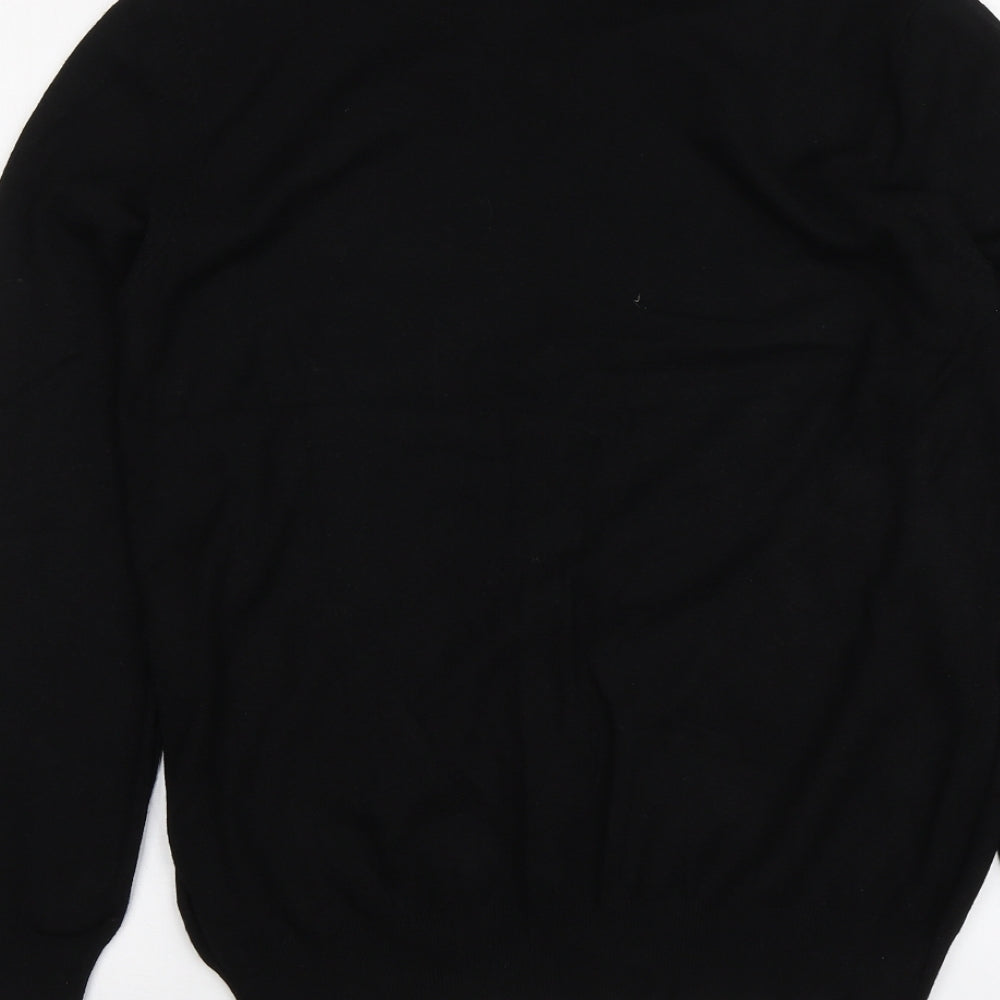 Peacocks Womens Black Round Neck Geometric Viscose Pullover Jumper Size 12