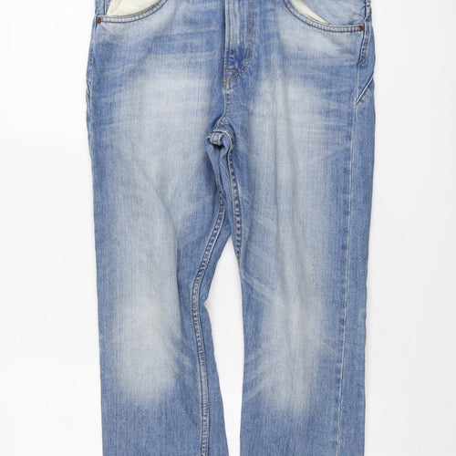 H&M Mens Blue Cotton Tapered Jeans Size 27 L30 in Regular